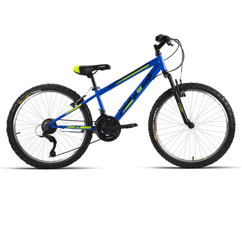 BICI 24" NIÑO ACERO C/SUSP AZUL 1x7 SHIMANO