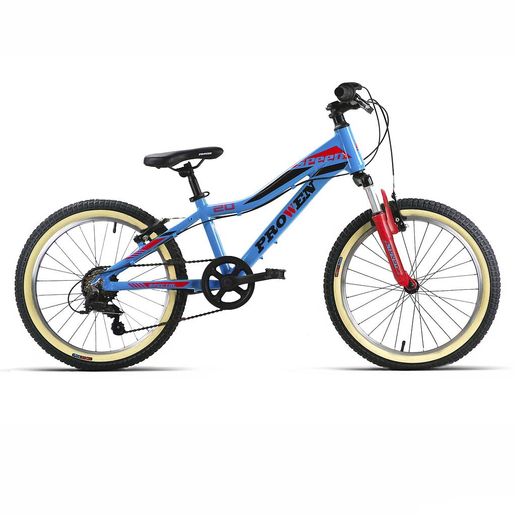 BICI 20" NIÑO ALUM. AZUL/ROJO "PROWEN" 6VEL SUSP DELT 2022