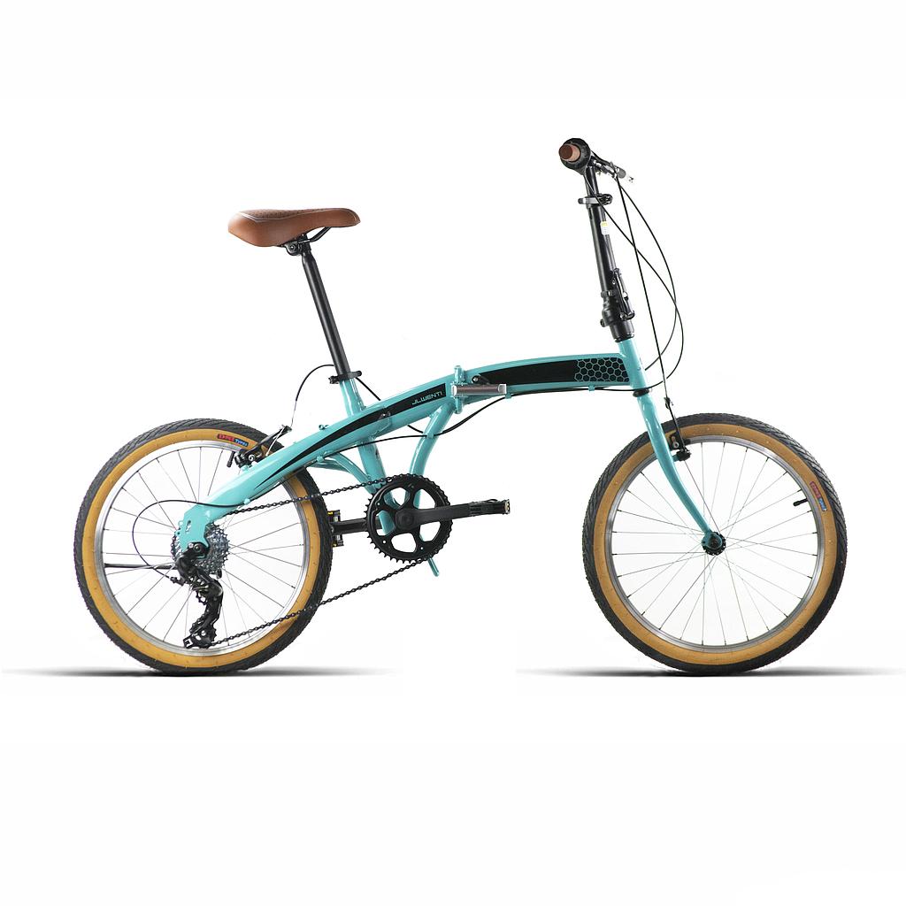 BICI PLEGABLE 20" ACERO 6VEL REVO SHIMANO. VERDE
