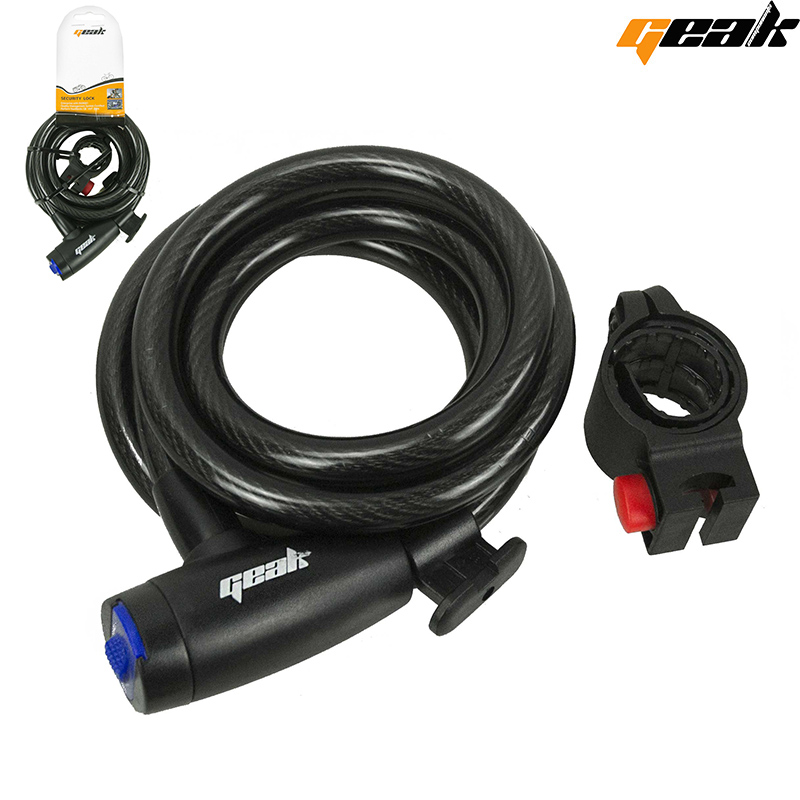 CANDADO ESPIRAL NEGRO 12X180 "GEAK" 