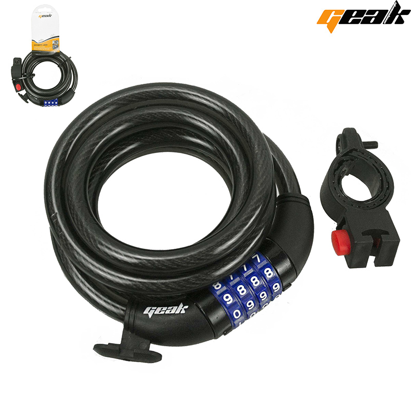 CANDADO ESPIRAL NEGRO 12X180 COMBINACION "GEAK" 