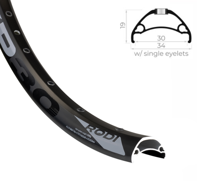 LLANTA 29" 622X30 ALUM NEGRA 32H RODI TYRP30 TUBELESS