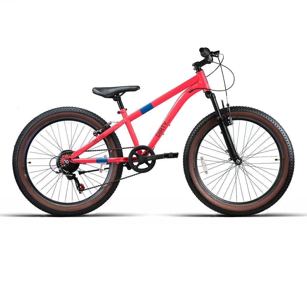 BICI 24" UNISEX ACERO "FAT200" 1x7VEL C/SUSP CORAL 2025