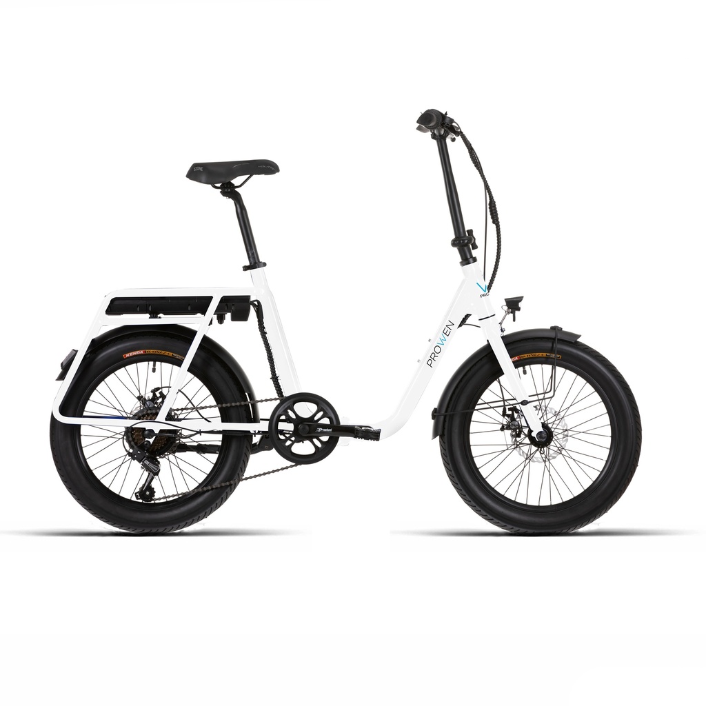 E-BIKE 20X3.00 PLEGABLE BLANCA ACERO 7V F/DISCO MEC. BAFANG 250W / 10.4Ah