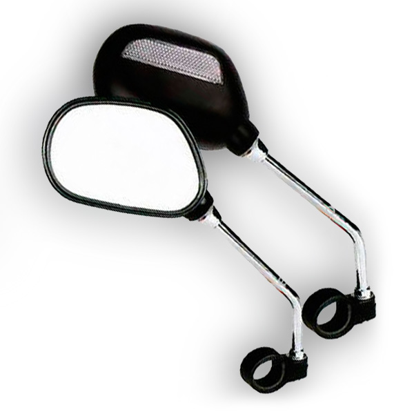 PAR ESPEJOS METALICOS, VARILLA CROMADA