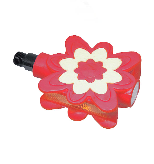 PEDALES TIPO FLOR EN ROJO CON ROSCA 9/16" QW