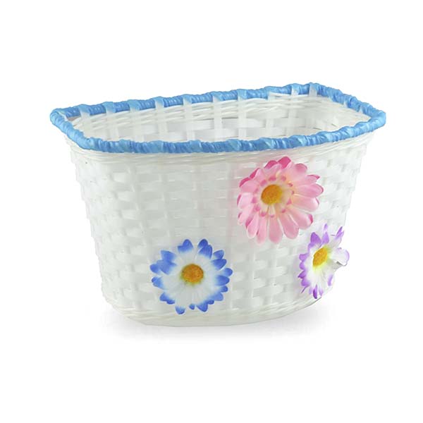 CESTA 16" PLASTICO BLANCO/AZUL FLORES 240x150mm