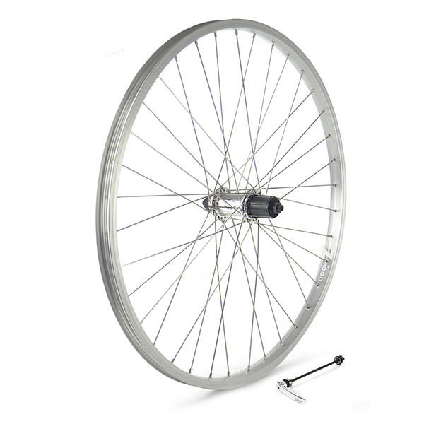 RUEDA TRASERA 26" PLATA, CASSETTE 8 VEL., CIERRE, 36H - 2 