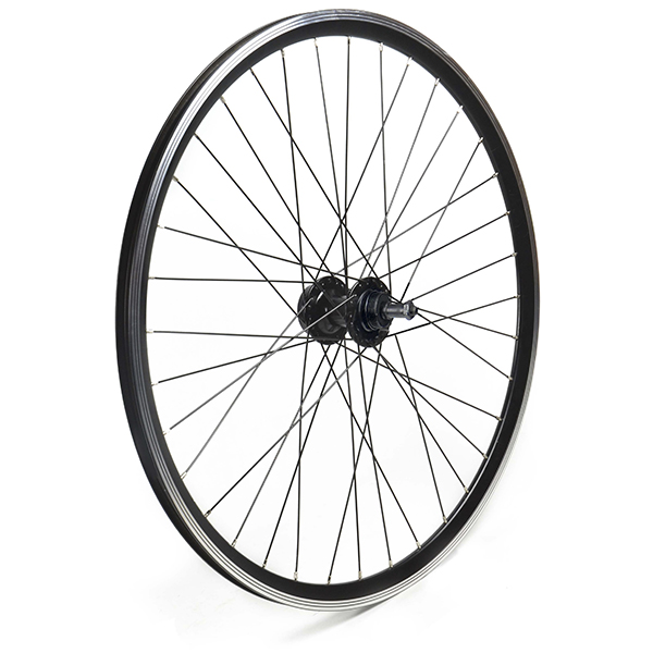 RUEDA TRASERA 26 CON PERFIL 25MM NEGRA, PIÑON CASSETTE, 36H C/CIERRE PARA V-BRAKE Y FRENO DISCO