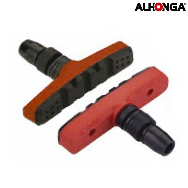 PAR ZAPATAS V-BRAKE "ALHONGA" ROJO/NEGRO (2 PIEZAS) BLISTER