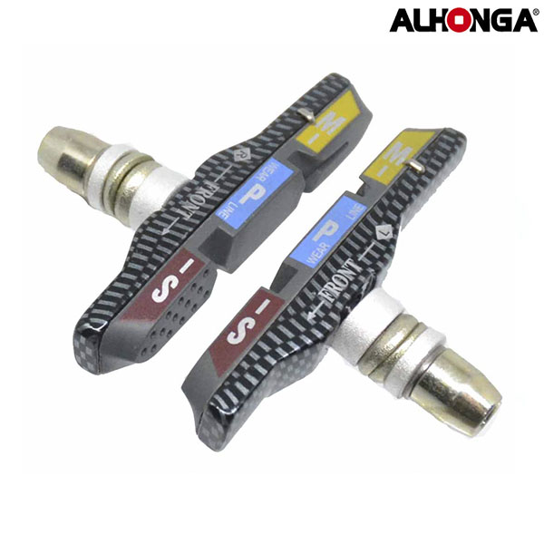 PAR ZAPATAS V-BRAKE "ALHONGA"  ROJO/AZUL/AMARILLO "BLISTER"