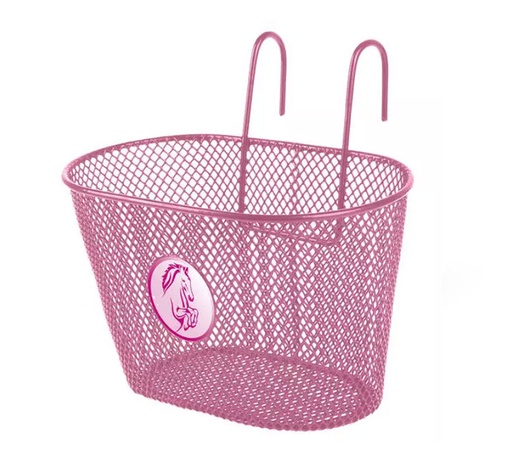 [99340] CESTA 16-20" CON GANCHO ROSA "I LOVE MY BIKE" 240x140mm