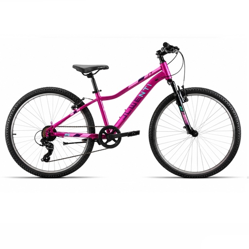 [37335S] BICI 26" MUJER ACERO C/SUSP ROSA 1x7 SHIMANO T-14