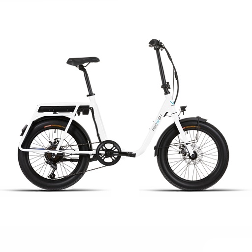 [EB814] E-BIKE 20X3.00 PLEGABLE BLANCA ACERO 7V F/DISCO MEC. BAFANG 250W / 10.4Ah