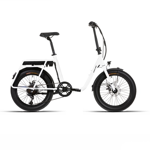 [EB814] E-BIKE 20X3.00 PLEGABLE BLANCA ACERO 7V F/DISCO MEC. BAFANG 250W / 10.4Ah