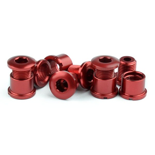 [38804] TORNILLOS PLATO ALUMINIO COLOR ROJO 3VEL, 5 PIEZAS

