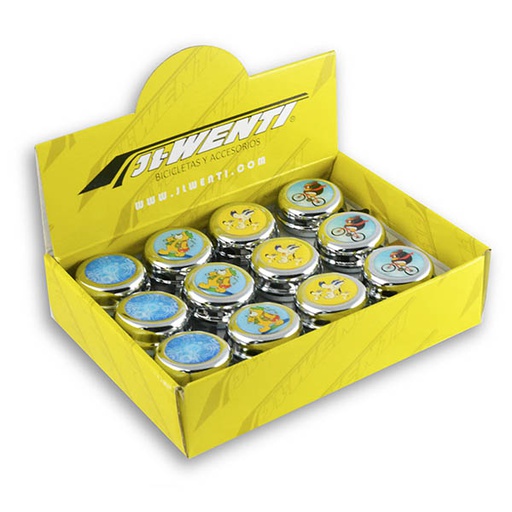 [80394] CAJA 12 PIEZAS TIMBRES METALICOS CROMADOS, MUÑECOS