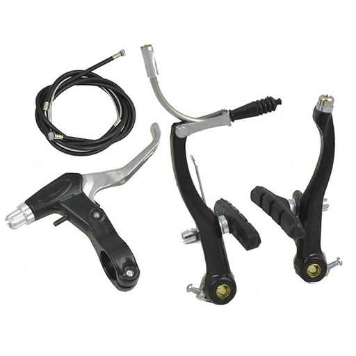 [80486] FRENOS V-BRAKE 6PCS C/MANETAS ALUMINIO EN NEGRO 