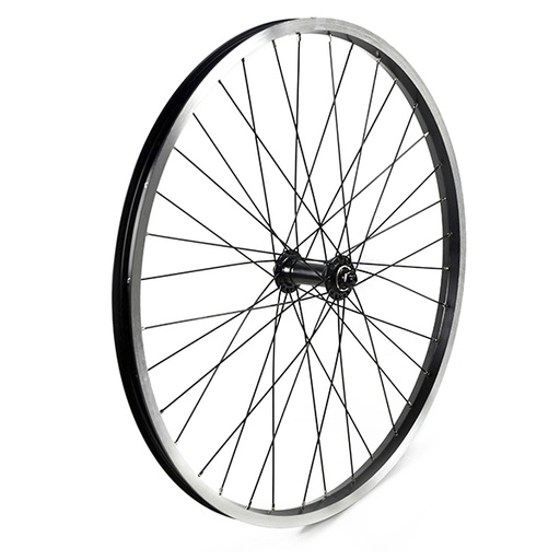 [17812D] RUEDA DELANTERA 24" NEGRA, BUJE ALUMINIO 36H C/CIERRE 