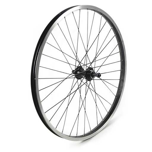 [17812T] RUEDA TRASERA 24" NEGRA, PIÑON ROSCA, BUJE ALUMINIO 36H C/CIERRE