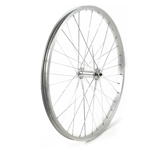 [17813D] RUEDA DELANTERA 24" PLATA, BUJE ALUMINIO, 36H C/CIERRE