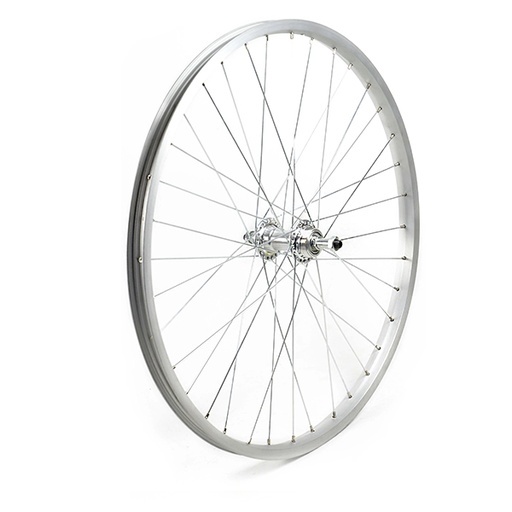 [17813T] RUEDA TRASERA 24" PLATA, BUJE ALUMINIO, 36H C/CIERRE