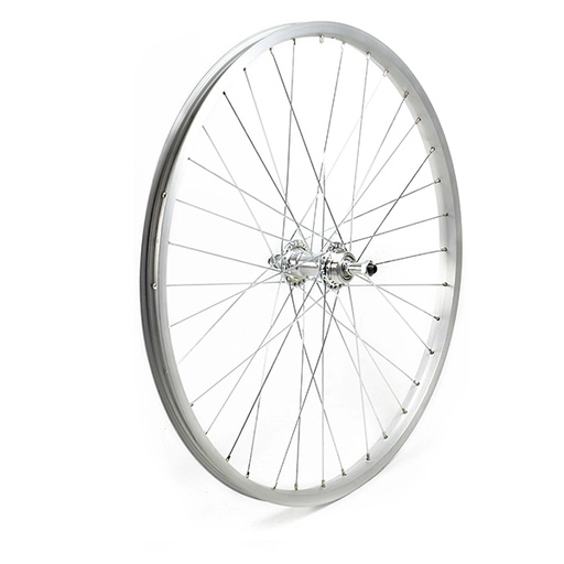 [17813T] RUEDA TRASERA 24" PLATA, BUJE ALUMINIO, 36H C/CIERRE