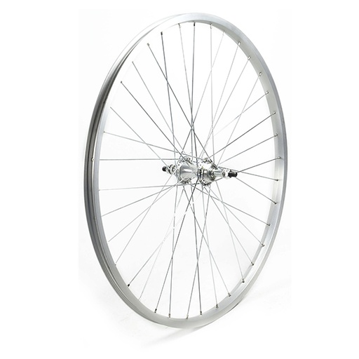 [17815T] RUEDA TRASERA 26" PLATA, BUJE ALUMINIO, 36H CON TUERCA