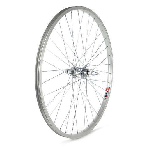 [15816T] RUEDA TRASERA 26" PLATA, 7- VEL.  PIÑON ROSCA, TUERCA, 36H 