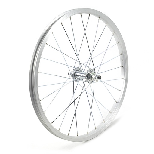[17821D] RUEDA DELANTERA 20" PLATA, 28 H