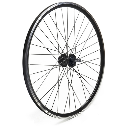 [17826T] RUEDA TRASERA 26 CON PERFIL 25MM NEGRA, PIÑON ROSCA, 36H C/CIERRE PARA DISCO