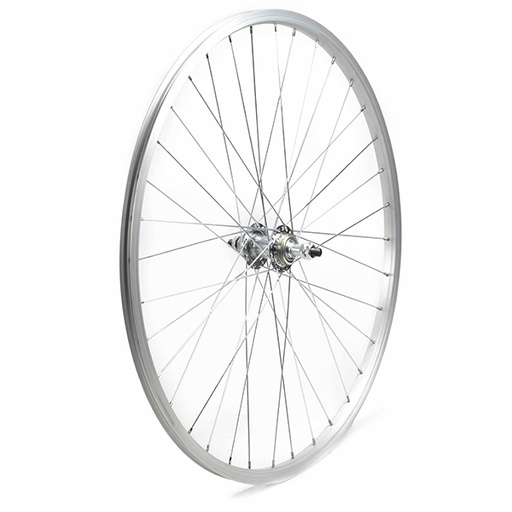 [17834T] RUEDA TRASERA 28X1.75" PLATA,1 VEL TUERCA, 36 H,A/V BUJE ACERO