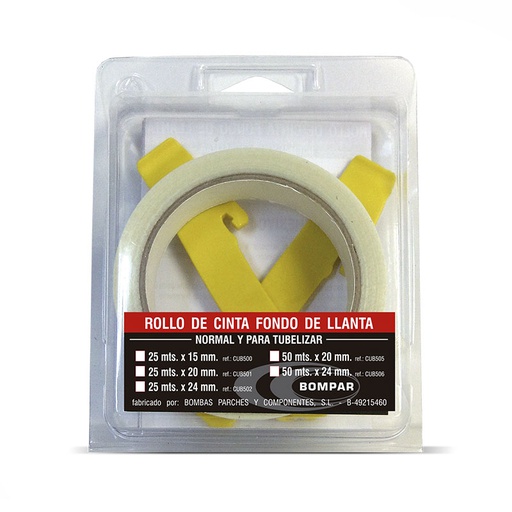 [67061] FONDO LLANTA 25METROS 24MM TUBELESS REFORZADO