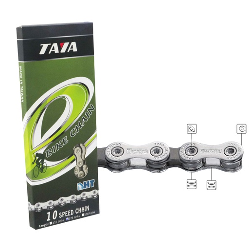 [22070] CADENA 10 VEL E-BIKE 1/2"X5/64"" 126L PLATA/NEGRO