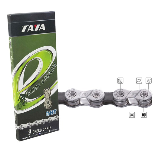 [22071] CADENA 9 VEL E-BIKE 1/2"X5/64"" 126L PLATA/NEGRO