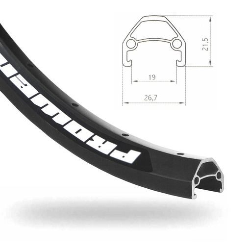 [RIM24A] LLANTA 24x1.75/2.125 ALUM NEGRA 36H DOBLE PARED