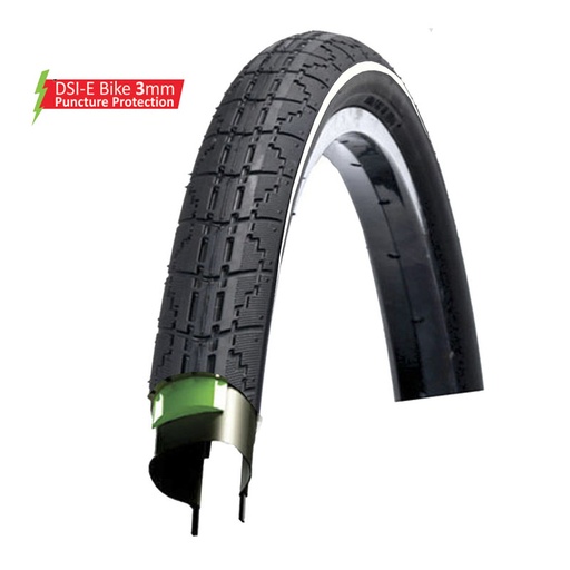 [33064] CUBIERTA 700 X 40C NEGRA "DSI" SRI-59 ANTIPINCHAZOS 3MM REFLEC.