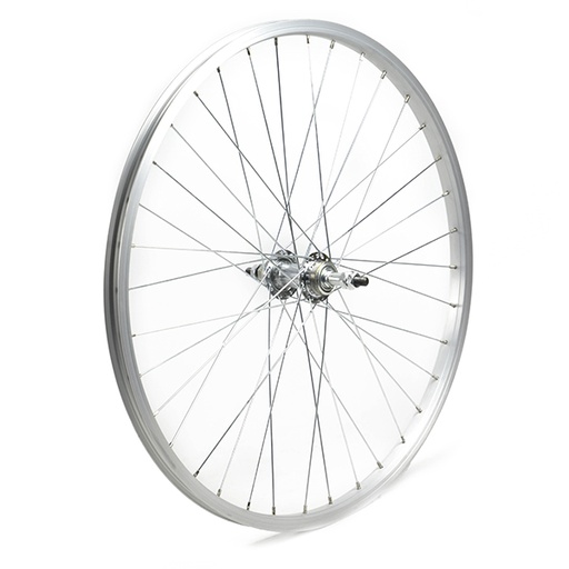[17852T] RUEDA TRASERA 26 x 1.3/8 PLATA, CON TUERCA, 6-7 VEL, 36 H
