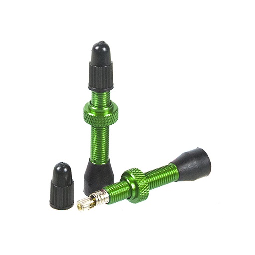 [22177D] VALVULAS ALUMINIO F/V 39MM (PAR) COLOR VERDE