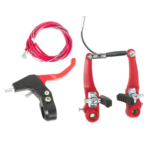 [92005] FRENOS V-BRAKE 6PCS C/MANETAS PVC ROJO