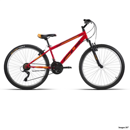 [37218] BICI 24" MTB NIÑO ACERO "MICROSIFT" C/SUSP ROJO/NARAN. 21VEL