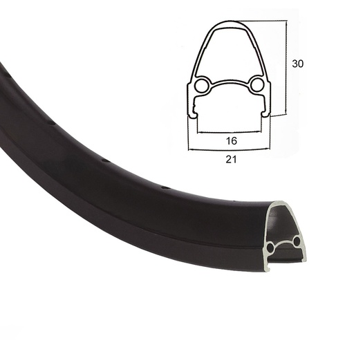 [RIM70C] LLANTA 700C ALUM NEGRA 36H DOBLE PARED ESTRECHA